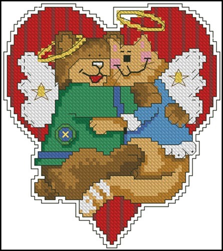 Hugging Angel Cats In Heart