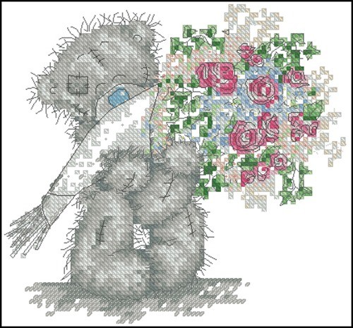Bear with Rose Bouquet