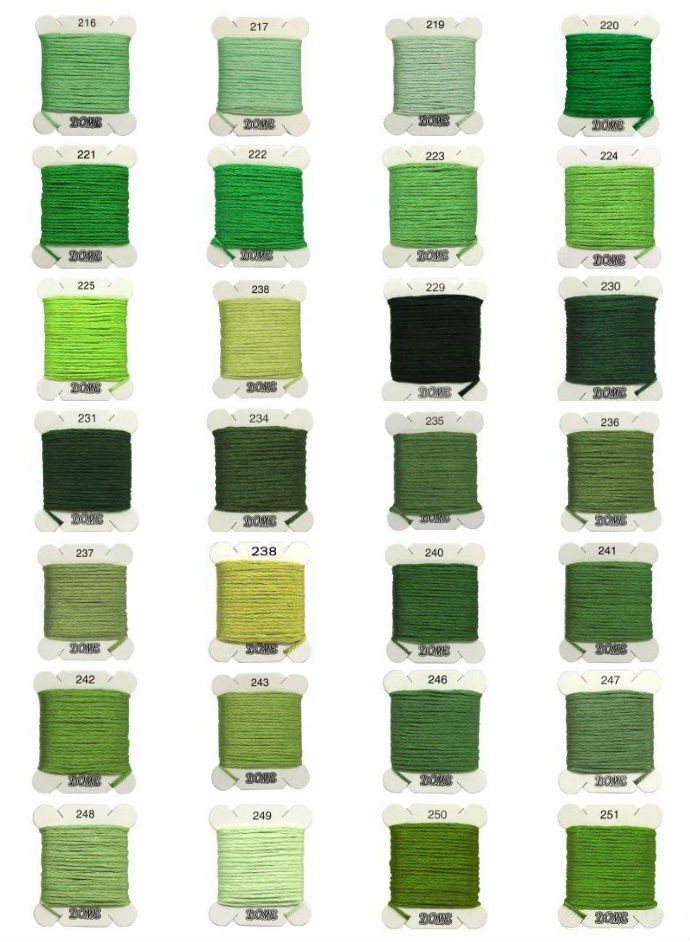 Dome Embroidery Floss Color Chart # 216 – 251