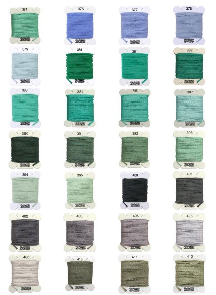 Dome Embroidery Floss Color Chart # 374 – 412