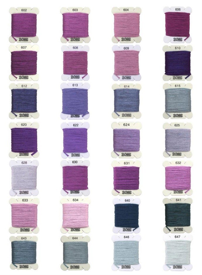 Dome Embroidery Floss Color Chart # 602 – 647