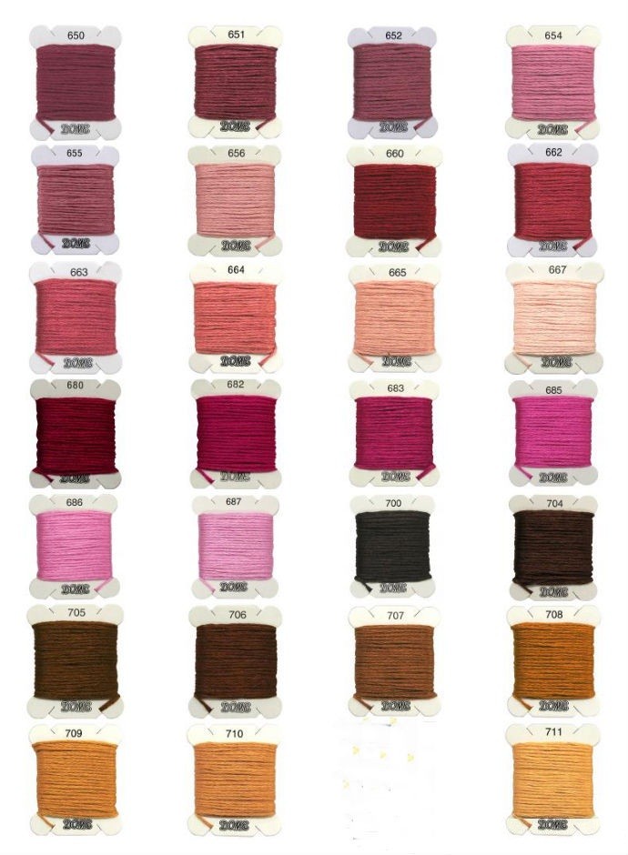 Dome Embroidery Floss Color Chart # 650 – 711