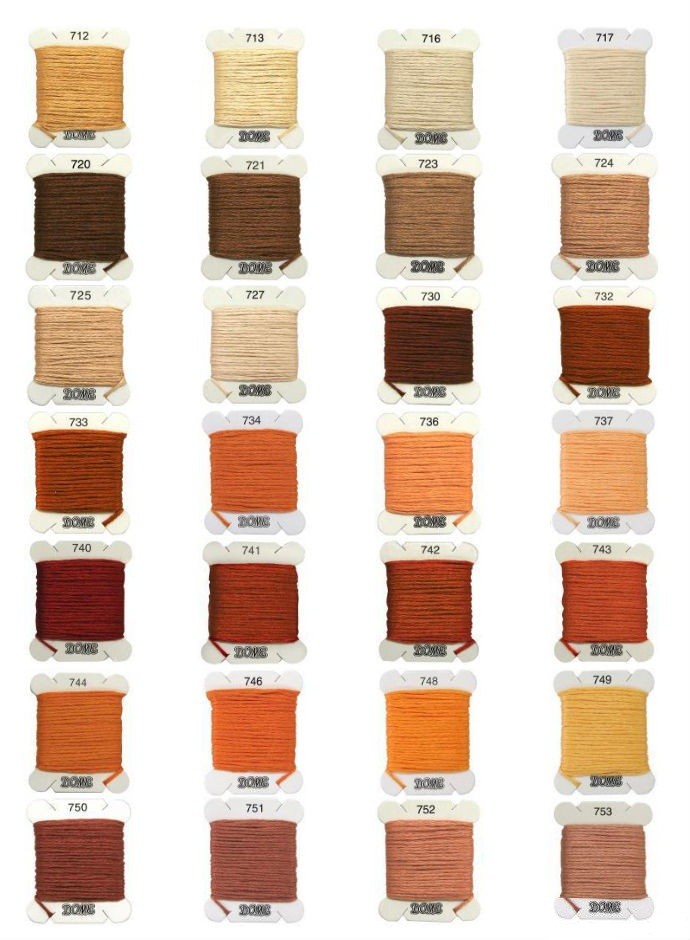 Dome Embroidery Floss Color Chart # 712 – 753