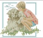 Jongen met golden retriever Jongen met golden retriever