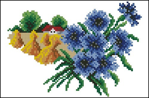 Cornflower Bouquet with Cottage