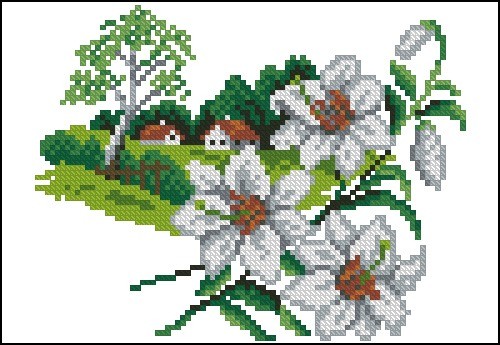 White Lilies over a Village