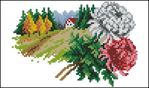 Autumn Landscape with Chrysanthemums