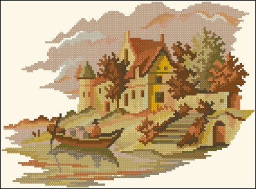 Autumn Castle by the River