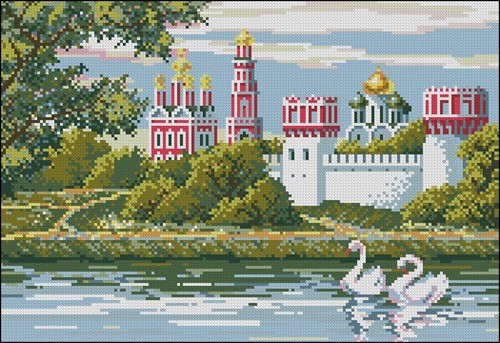 Монастырь и лебеди