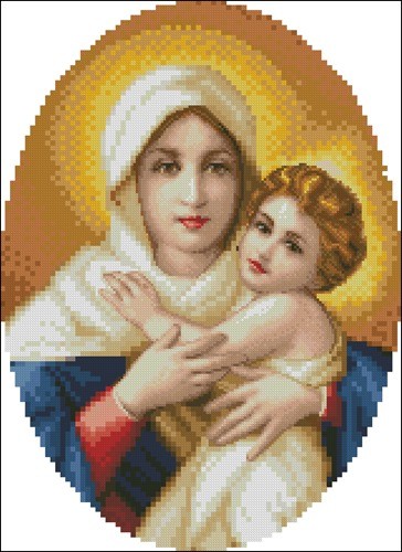 Oval Icon of Madonna and Child