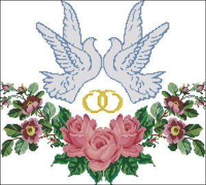 Свадебный рушник Голубки Свадебный рушник Голубки