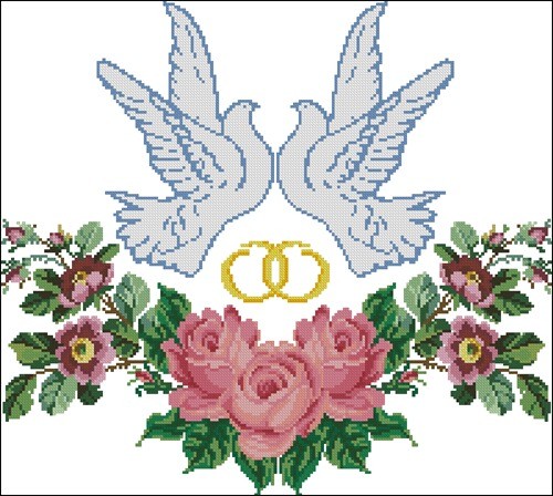 Свадебный рушник Голубки