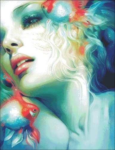Girl's Face with Goldfish