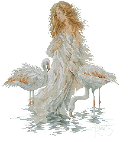 Woman with Two Flamingos