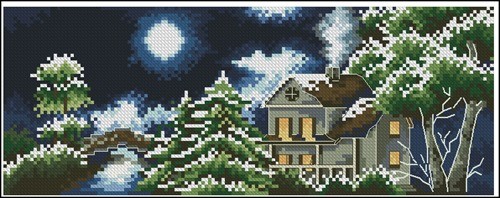 Moonlit Snowy House