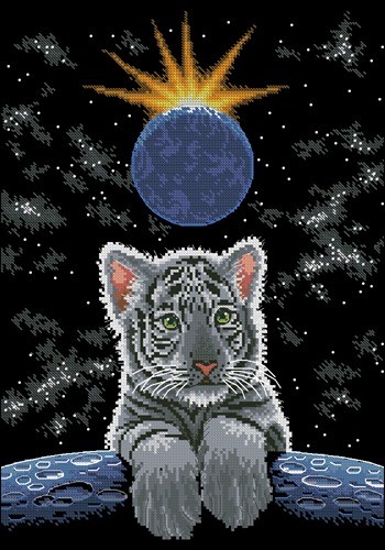 White Tiger Cub on the Moon