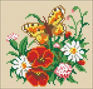 Butterfly and Flowers Cushion Butterfly and Flowers Cushion