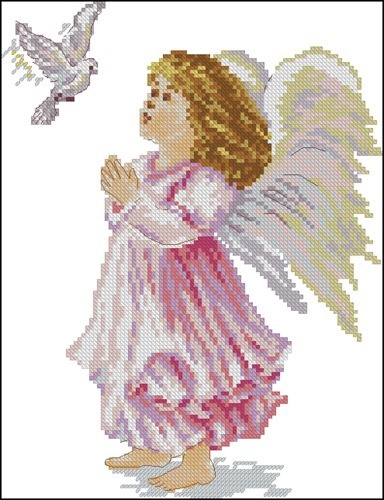 Praying Angel Girl with Dove