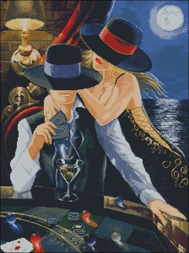 Moonlit Gamblers at the Card Table