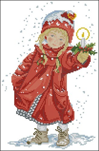 Girl in Red Coat with Candle