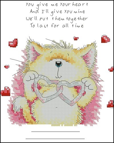 Kitten With Two Hearts