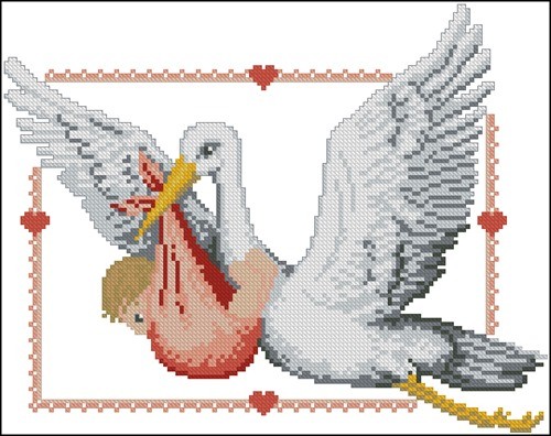 Stork with Baby Girl