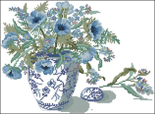 Blue Anemones in Vase