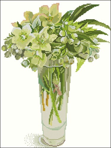 White Flowers in Tall Vase