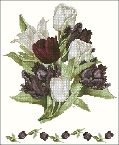 White and Burgundy Tulip Bouquet