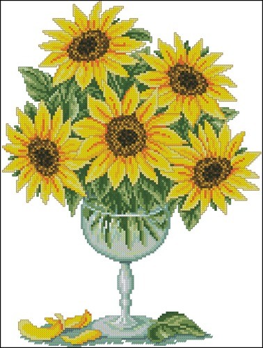 Sunflowers in a Glass Vase
