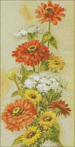 Watercolor Zinnias and Lace Flowers
