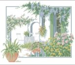 Terras met bloemen Terras met bloemen