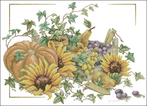 Pumpkin and sunflowers
