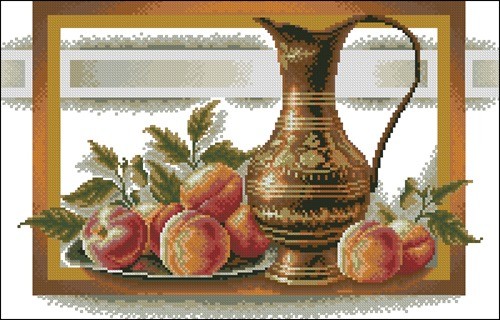 Натюрморт с персиками и графином
