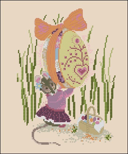 Mouse Carrying Easter Egg