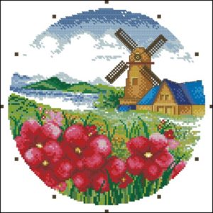 Круглые часы с мельницей Круглые часы с мельницей