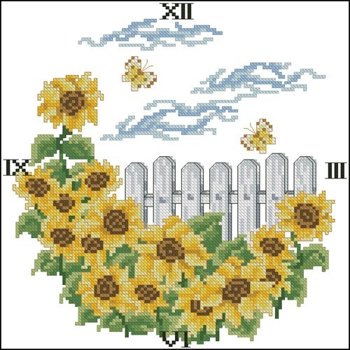 Sunflowers by the Fence Clock