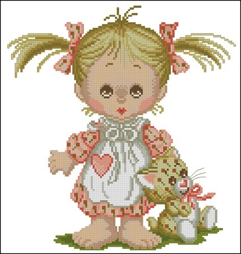 Girl Nina with Her Bunny