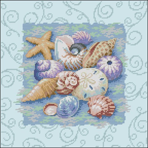 Shells on Blue