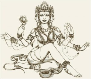 Hindu Goddess with Lotus and Serpent Hindu Goddess with Lotus and Serpent