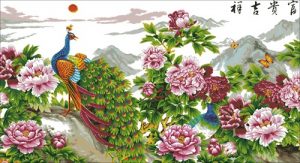 Peacock and peony
