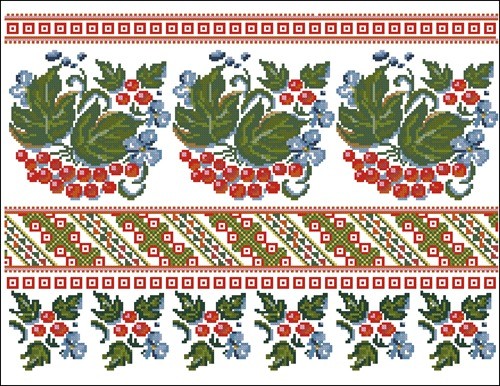 Red Viburnum Towel Border