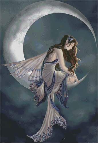 Fairy Resting on Crescent Moon