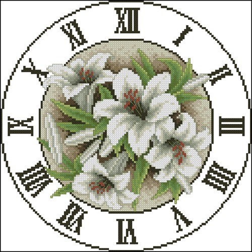 White Lily Clock Face