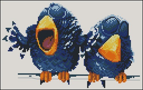 Two Chattering Blue Birds