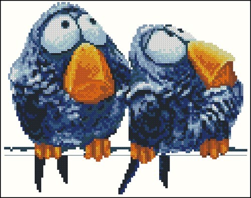 Two Funny Blue Birds