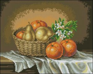 Корзинка с апельсинами и грушами
