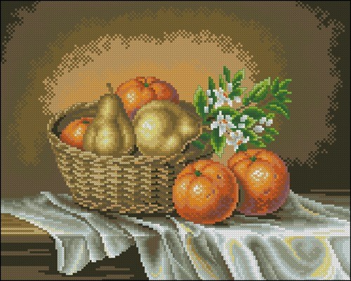 Корзинка с апельсинами и грушами