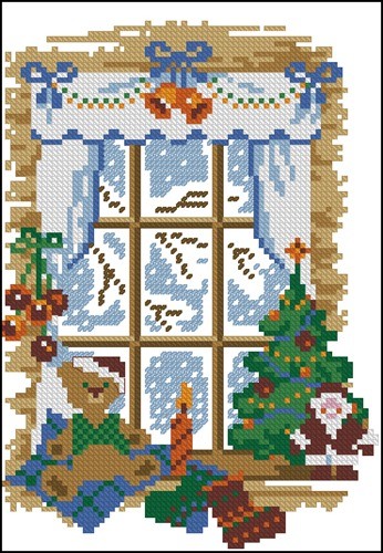 Frosty Window with Teddy Bear