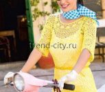 Ажурный пуловер крючком с круглой кокеткой Ажурный пуловер крючком с круглой кокеткой